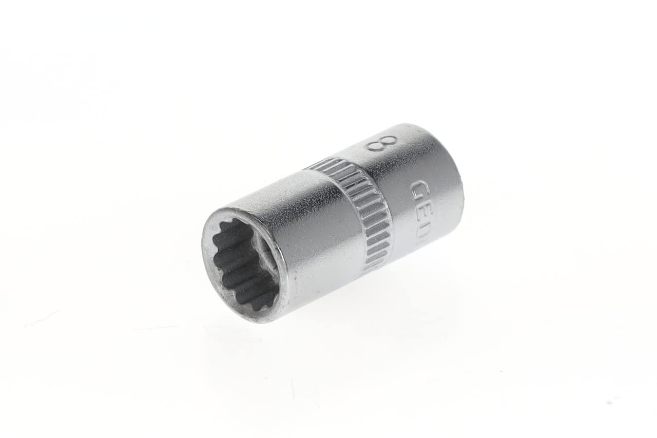 GEDORE Socket, 1/4" 6.3 mm drive, Bi-hex, 8 mm AF, Tool, D 20 8, Chrome-plated steel