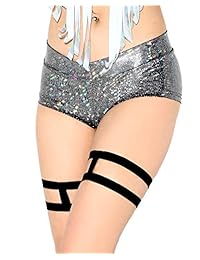 iHeartRaves ligas de pierna con arnés de cuerpo enjaulado con tiras para dama