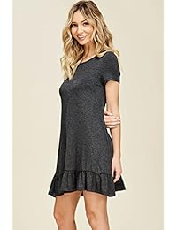 Annabelle - Mini vestido de manga corta con volantes y bolsillos para mujer