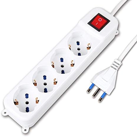 Régua de energia Schuko de 4 lugares com interruptor de energia