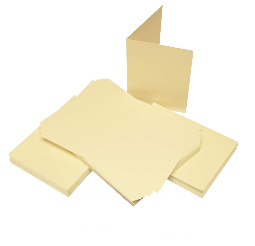 Craft UK W112 A6 Linen Card and Envelope Pack of 50 - Ivory