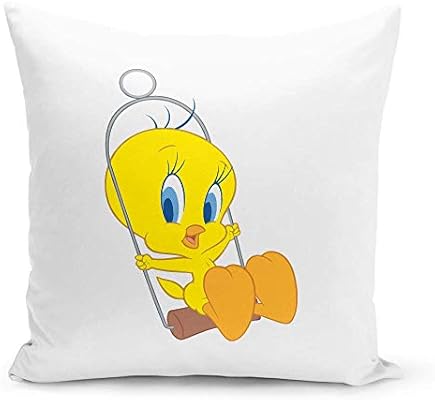 Tweety Bird White Throw Pillow With Stuffing Thaw A Bird Yellow