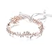 Ammei Rose Gold Vintage Bridal Crystal Headbands Wedding Headpieces Hair Pieces For Bride Bridesmaids Flower Girl Prom Hair Accessories With Ivory Ribbons Hair Vines