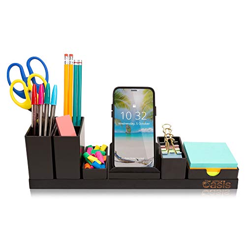 The Office Oasis Magnetic Desk Organizer, Bamboo Base with Customizable Trays, Black - Thumbnail 7