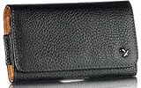 LG Optimus G Pro Black Grained Leather Horizontal Case Pouch With Stitched Flap Hidden Magnetic Closure Built In Belt Clip And Belt Loop