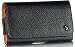 LG Optimus G Pro Black Grained Leather Horizontal Case Pouch With Stitched Flap Hidden Magnetic Closure Built In Belt Clip And Belt Loop