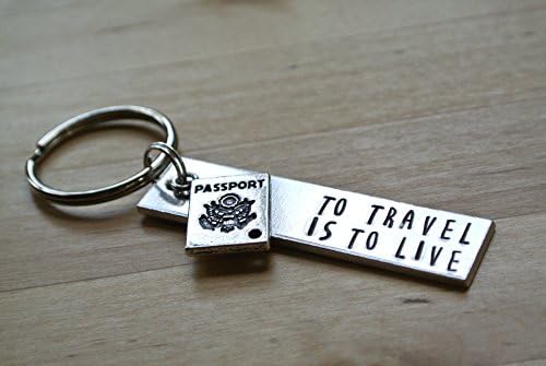 To Travel Is To Live Hand Stamped Keychain | Aluminum Keychain | Passport | Wanderlust Keychain | Travel Gifts | Travel Accessories