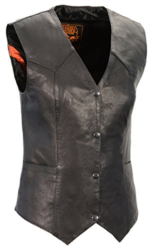 Milwaukee Leather Women's Classic Four Snap Vest (Black, 3X-Large)
