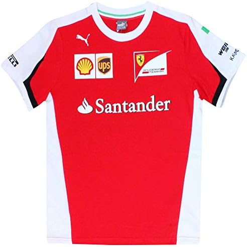 Official F1 Ferrari Scuderia Kids T-Shirt by Puma (100% Cotton) (Kids Ages 5 to 14 Years)