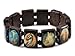 imixlot Wood Beads Small Squares with Pictures Icons of Jesus Mary and More Saints Bracelet Elastic Adjustable Bangles Free Style