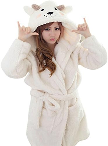 Rosebelles Flannel Hooded Bathrobe Unisex Nightgown 2016 Cartoon RobeSheep M