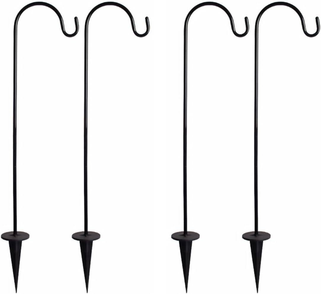 Outdoor Shepherd's Hooks - BESPORTBLE 24Inch Shepherd Hooks 4 Pack Garden Stakes Shepherds Hook for Garden Decor, Plant Hanger, Lantern Hook, Solar Light Hanging