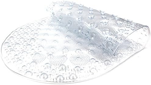 Suction Cup Anti Non Slip Anti-Bacterial Bath Shower Mat Oval-shaped Pad Kids Safety - Foot Massage Cushion PVC ,27 X 15 inch (Clear)