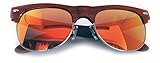 Handmade Wooden Sunglasses Semi-Rimless Red Polarized by Woodju