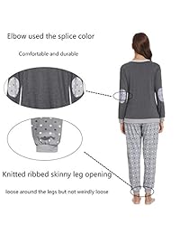 Hawiton pijama de manga larga de algodón con estampado de lunares para mujer