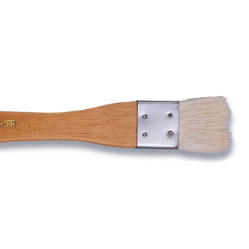 Photo 1 of Yasutomo Hake Flat Wash Brush with Metal Ferrule, Sheep Hair Bristles, 1 inch (BFC1)