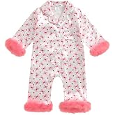 woshilaocai Baby Girl Button Down Romper Bow Strawberry Fuzzy Cuff Long Sleeve Jumpsuit Spring Summer Clothes