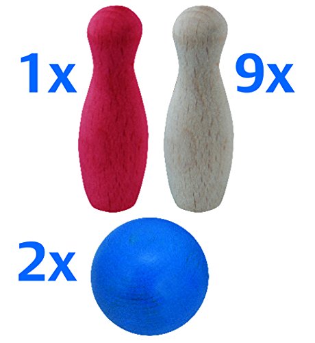 HEROS 100072302 - Bowling Spiel, bunt - Mitbringspiel aus Holz ab 3 Jahren - Reisespiel für unterwegs - 12-teilig - Made in Germany – Bild 4