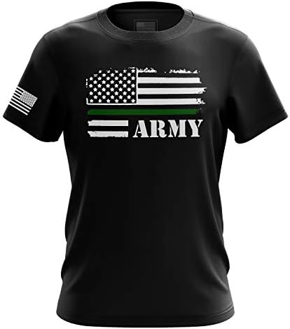 Green Line American Police Blue Line Flag Military Army Mens T-Shirt Made in USA