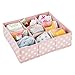 mDesign Soft Fabric 9 Section Dresser Drawer and Closet Storage Organizer Bin for Baby Room, Nursery, Playroom - Divided Large Organizers - Polka Dot Print - 2 Pack - Light Pink with White Dots