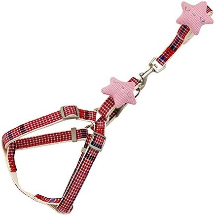 犬 猫 ハーネス 小型犬 中型犬 猫用 ネコリードセット 犬ハーネスペット用 安全首輪 猫リード かわいい引っ張り防止 脱走防止 簡単着脱 調節可能 散歩 出かけ用 リード ハーネスセット レッド サイズs