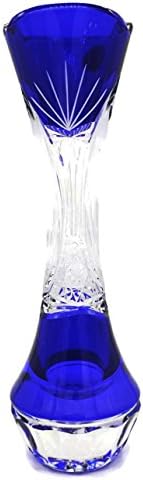 KARDAS CRYSTAL (TM) BOHEMIA LEADED CRYSTAL GLASS GENATO VASE (Medium, Royal Blue)