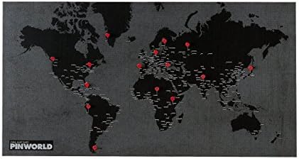 PALOMAR Pin World - World Map, 124 x 66 cm, Black