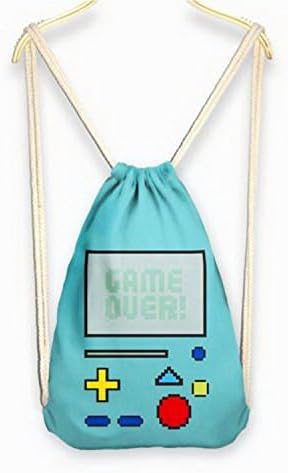 Pixel backpack - 2016 Womens Galaxy/Cat/Unicorn 3D Print Rope Backpack Bucket Canvas Bags Satchel style Blue Game