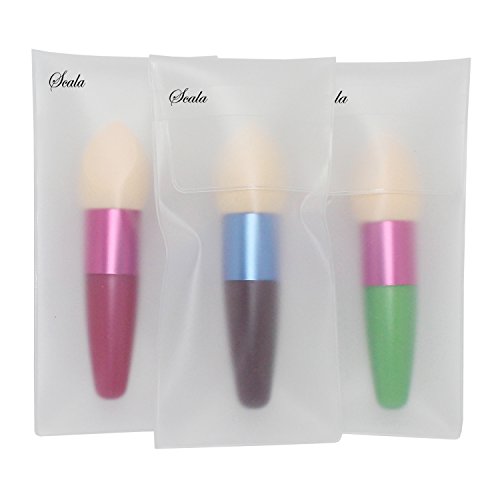 Scala Foundation Makeup Sponge Eco Blender Beauty Cosmetics Egg Puff Make Up Sponge Brush (3pcs Green+Rose+Brown)