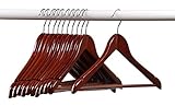 Home-it (24) Pack Solid Wood Clothes Hangers, Coat Hanger Mahogany Wooden Hangers