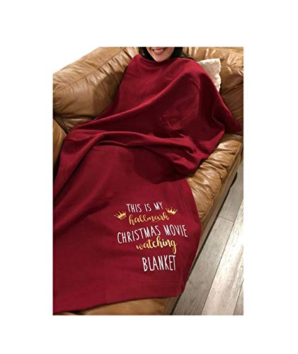 CUTIEE This is My Hallmark Chiristmas Movie Watching Blanket Home Fleece Blanket Red Throw Blanket for Couch Bed Soft Microfiber Fuzzy Flannel Blanket for Holiday 51x63 Inches (Red, One Size)