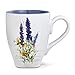 DEMDACO Dean Crouser Lavender Flower Watercolor Blue 16 Ounce Glossy Ceramic Stoneware Floral Mug with Easy Grip Handle