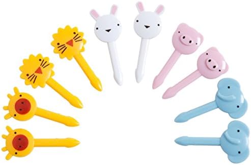 MXY Fruit Picks Food Forks 3D Cartoon Party Cake Toothpick Lovely Animal Farm Bento Decoration Lunch Box Set of 10 Pieces About 1.3 Inches (A)