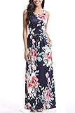 Zattcas Maxi Dresses for Women,Womens Crew Neck Sleeveless Summer Floral Maxi Dress with Pockets