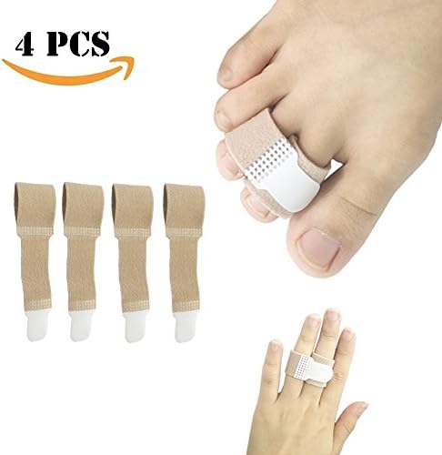 Qcotta Broken Toe Wraps - 4 Pieces Hammer Toe Splints, Toe Separator Straightener Bandages for Men &amp; Women, Also Used as Finger Cushioned Brace Splint Protector