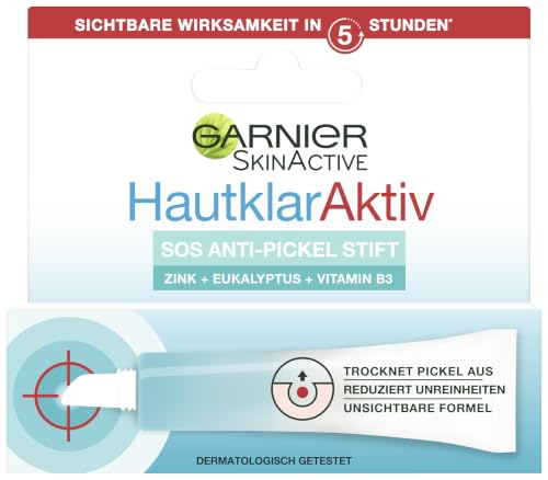 Garnier Skin Clear S.O.S Anti-Pimple Pen for Blemished Skin, Extra Strong, with Vitamin B3, Zinc, Salicylic Acid and Eucalyptus, Skin Active, 10 ml