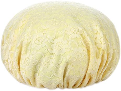 dolly2u Poly Waterproof Multifunctional Lace Double layer Shower Cap, Yellow B