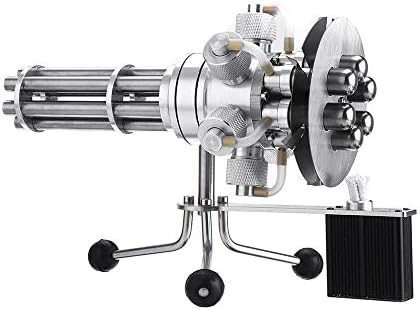 エンジン模型玩具 ガトリング6気筒スターリングエンジン型式外燃機関シルバー 自分で構築