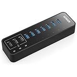 Anker&reg; 60W 7-Port USB 3.0 Data Hub with 3 PowerIQ Charging Ports for iPhone, iPad, Samsung, Motorola, HTC, and More