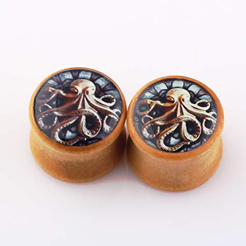 TIANCI FBYJS 5 Pairs Wooden Gauges Organic Wood Double Flared Ear Tunnels Expander Plugs Stretcher for Women Men 5 Style 12mm=1/2''