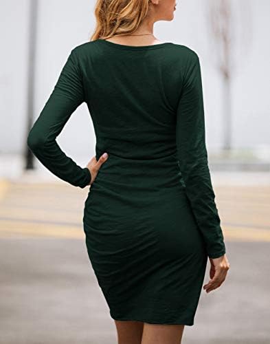 BTFBM Women Fashion Ruched Elegant Bodycon Long Sleeve Wrap Front Solid Color Casual Basic Fitted Short Dress 6 BTFBM Women Fashion Ruched Elegant Bodycon Long Sleeve Wrap Front Solid Color Casual Basic Fitted Short Dress