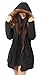 iloveSIA Womens Hooded Coat Faux Fur Lined Jacket Black 14