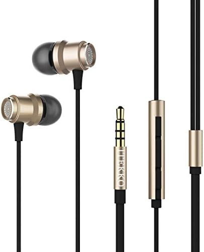 Earphone, Wired Earbuds with Stereo bass Microphone In-Ear 3.5mm sweatproof Mic and Volume Control deal for iPhone8/7/6S/6/Plus/iPhone SE/5S/5C, Samsung Galaxy S7/S6, Google, Nexus 6P/5X, HTCOne(Gold)