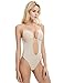 Shymay Women Backless Shapewear Bodysuit Plunge Backless Body Shaper Bra Seamless Thong Low Back Shapewear for Backless Dress (Beige, 32B/C)
