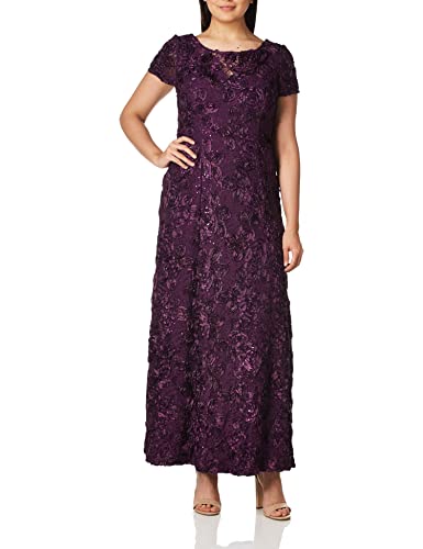 Purple Sequined Soutache Evening Dress 
