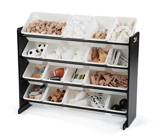 Tot Tutors Extra-Large Supersized Storage Organizer, Black with White Bins