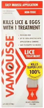 Vamousse Lice Treatment with Professional Steel Comb, 6oz. Per Box