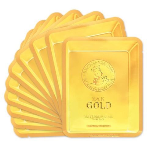 [Elizavecca] Milky Piggy 24K Gold Waterdew Snail Mask (# 24K Gold Waterdew Snail Mask Pack Sheet 10ea)