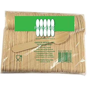 Perfect Stix Green Spoon 158-250 Wooden Disposable Spoons, 6