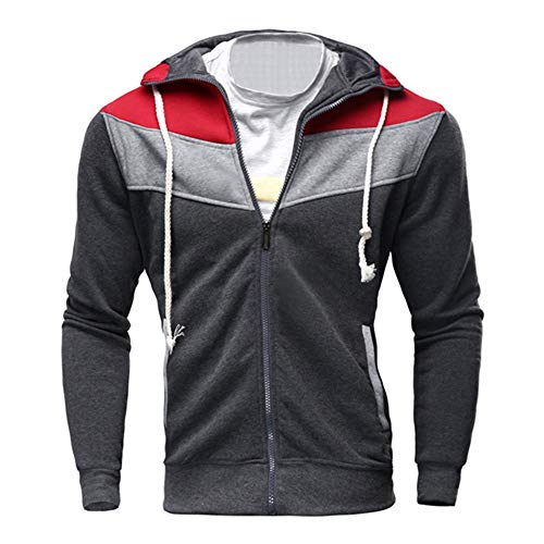 Clearance!Patchwork Drawsting Autumn Winter Casual Zipper Long Sleeve Splicing Sweatshirt Hoodie Coat - Thumbnail 5